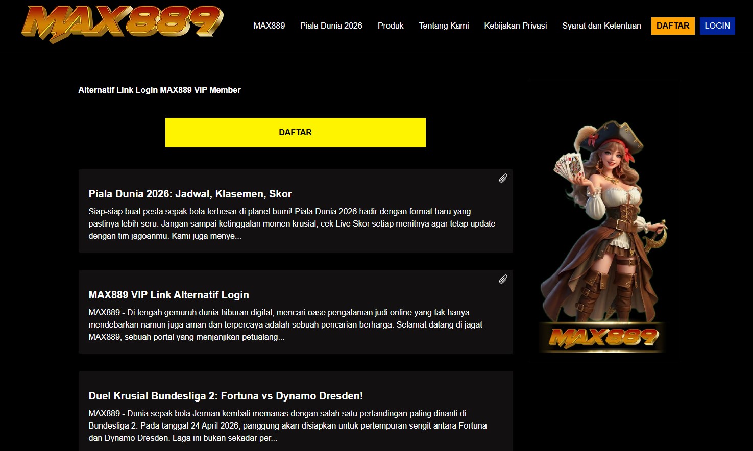 MAX889 Indonesian Casino 1st Secure Link Login